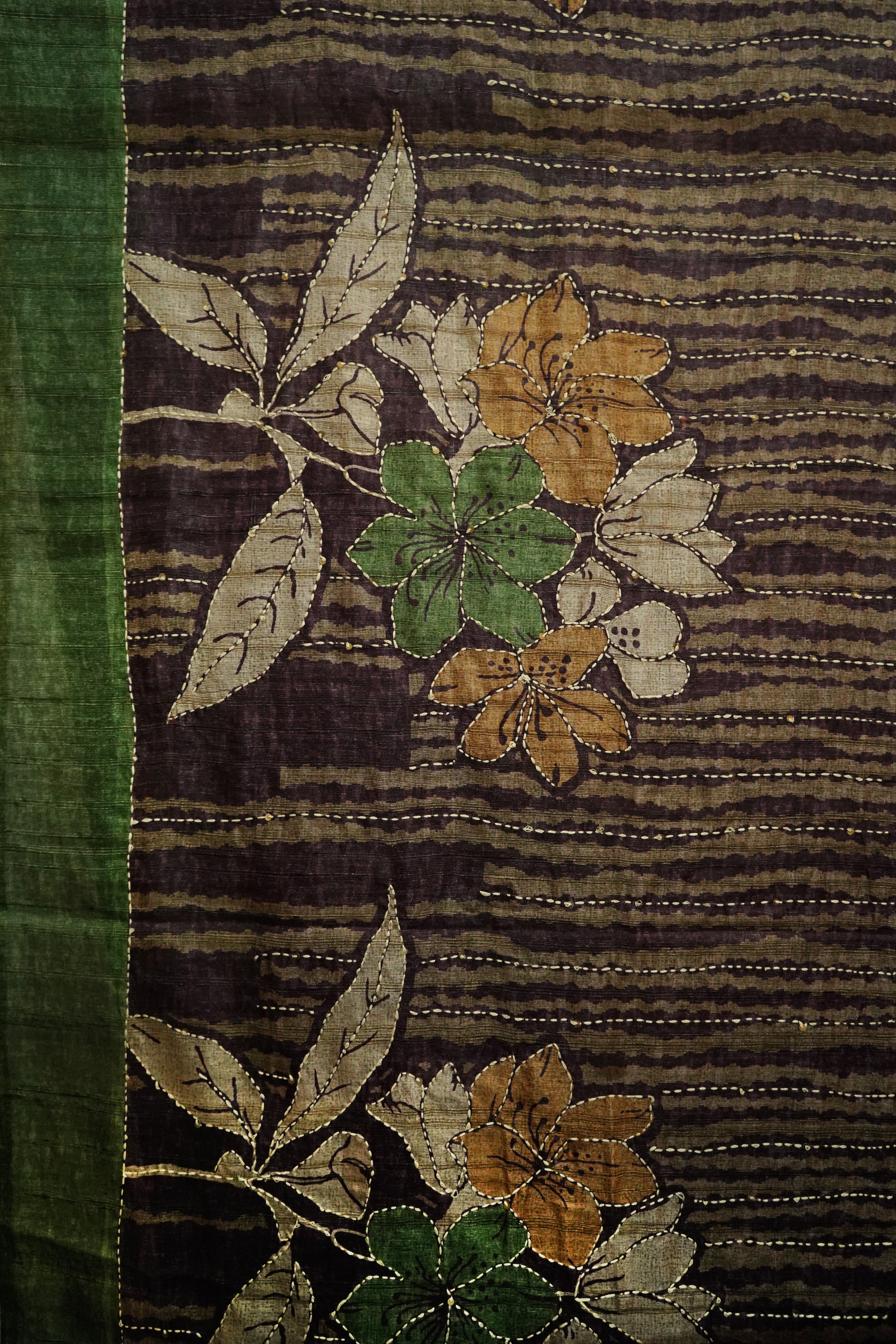 Pure Kosa Silk Saree with Hand Kantha Work