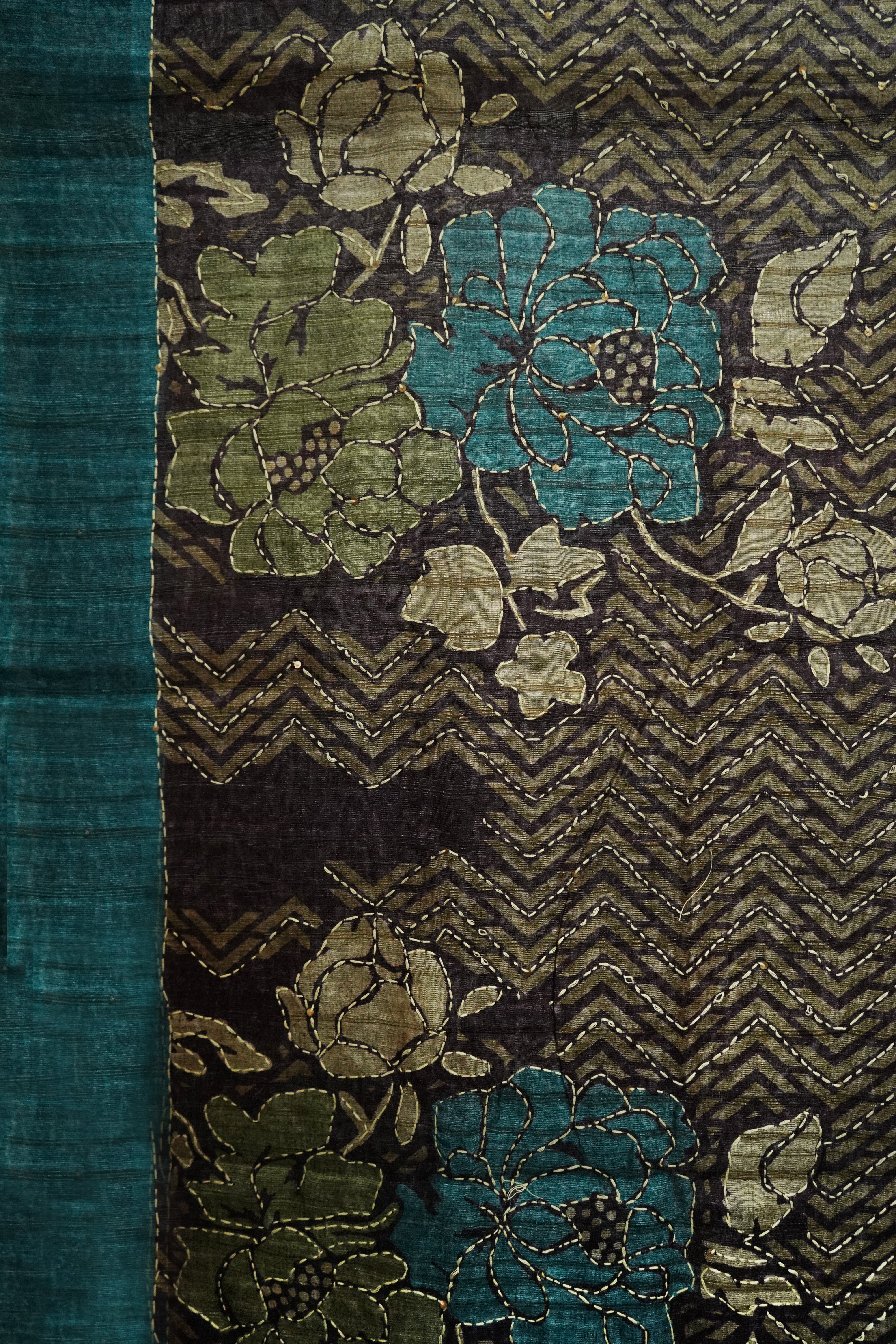 Pure Kosa Silk Saree with Hand Kantha Work