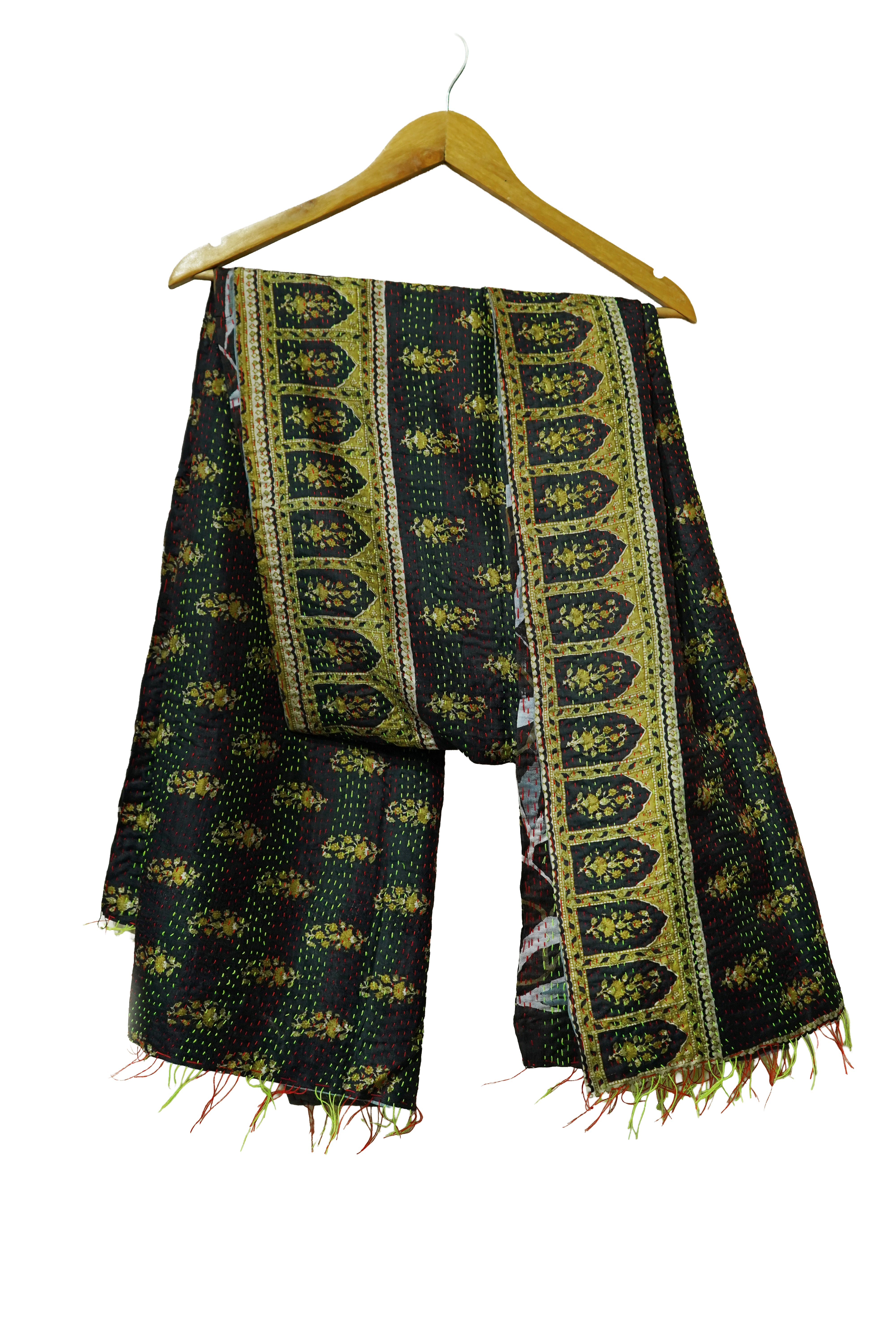 Reversible Handcrafted Silk Kantha Dupatta