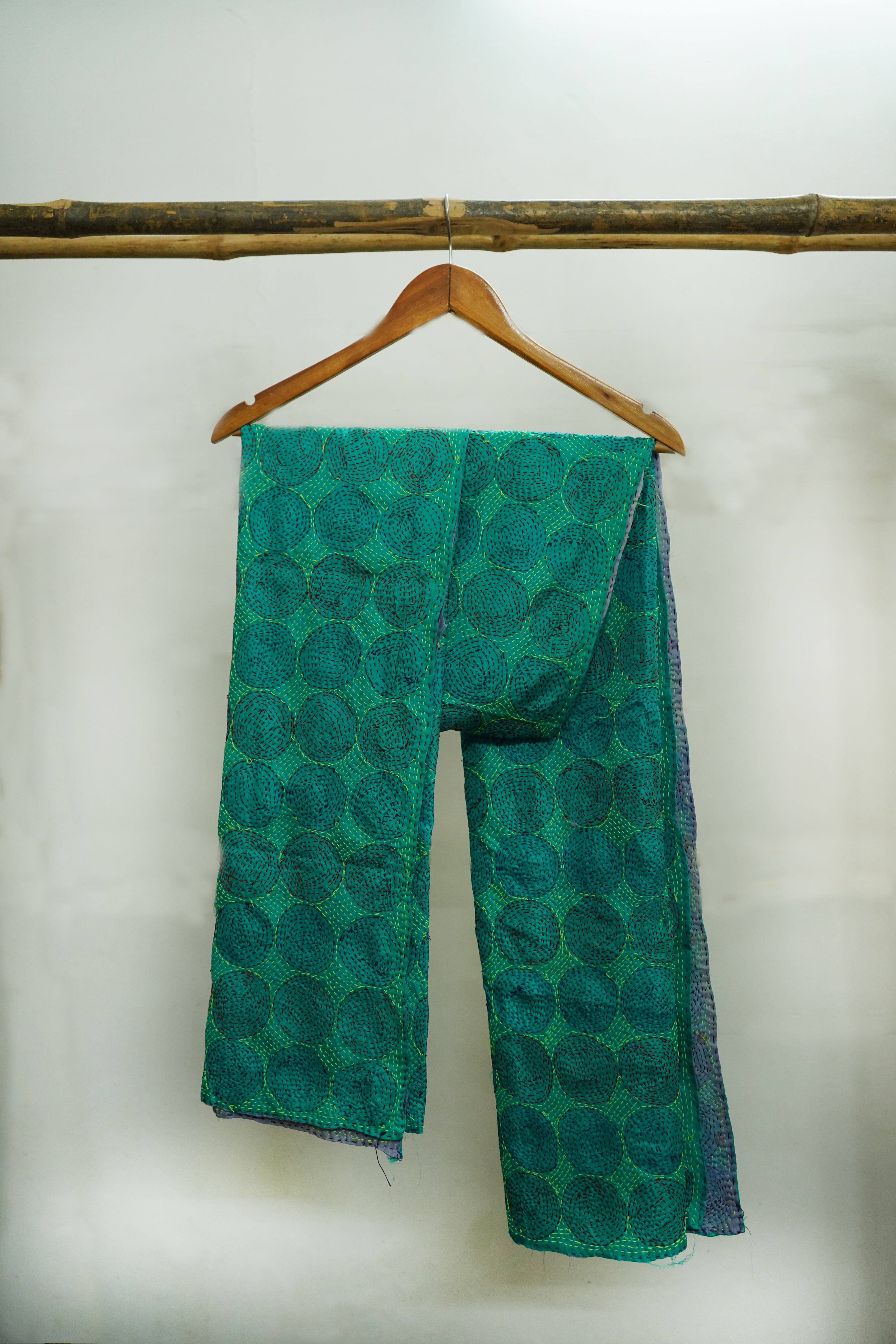Reversible Pure Silk Kantha Work Dupatta