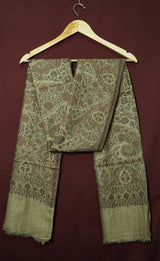 Pure Pashmina Handwoven Beige Brown Kani Work Shawl