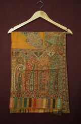 Pure Kashmiri Pashmina Kani Work Handwoven Luxury Shawl – Mustard Yellow