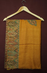 Pure Kashmiri Pashmina Kani Work Handwoven Luxury Shawl – Mustard Yellow