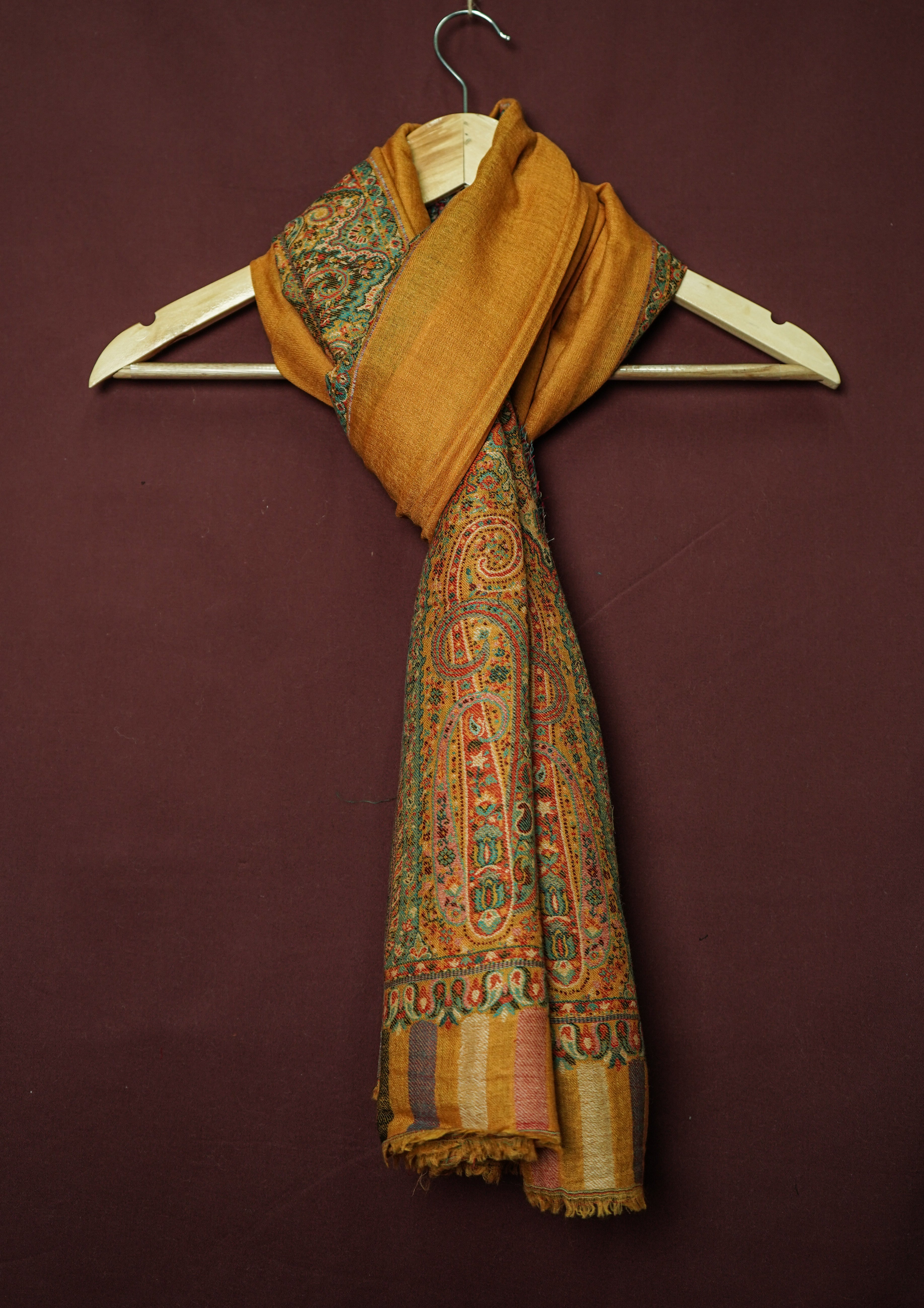 Pure Kashmiri Pashmina Kani Work Handwoven Luxury Shawl – Mustard Yellow