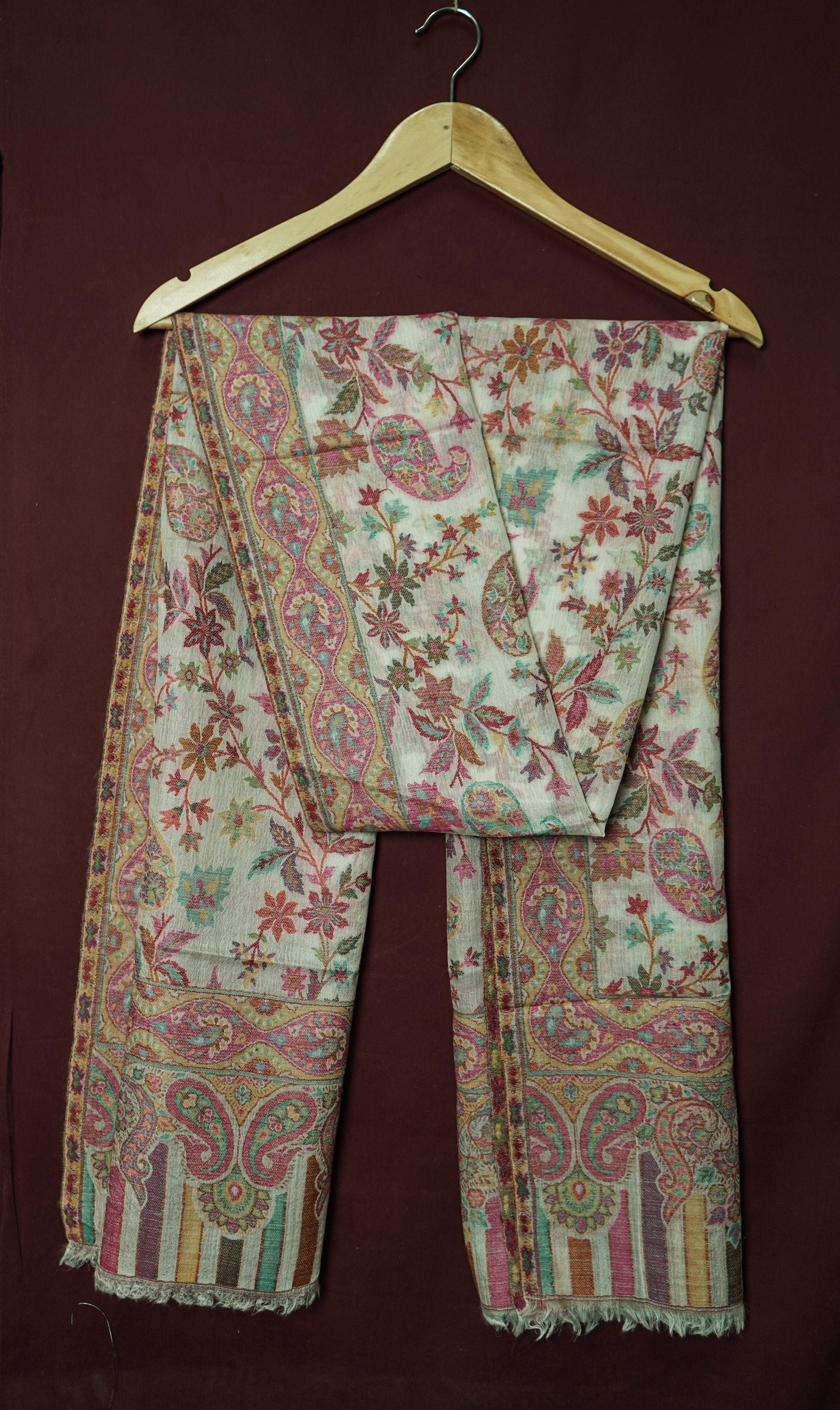 Pure Pashmina Handwoven Kani Work Shawl – Golden Yellow with Multicolour