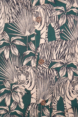 Men's Tropical Tiger Print Cotton Blend Half Sleeve Shirt
