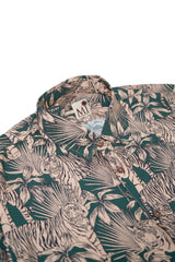 Men's Tropical Tiger Print Cotton Blend Half Sleeve Shirt
