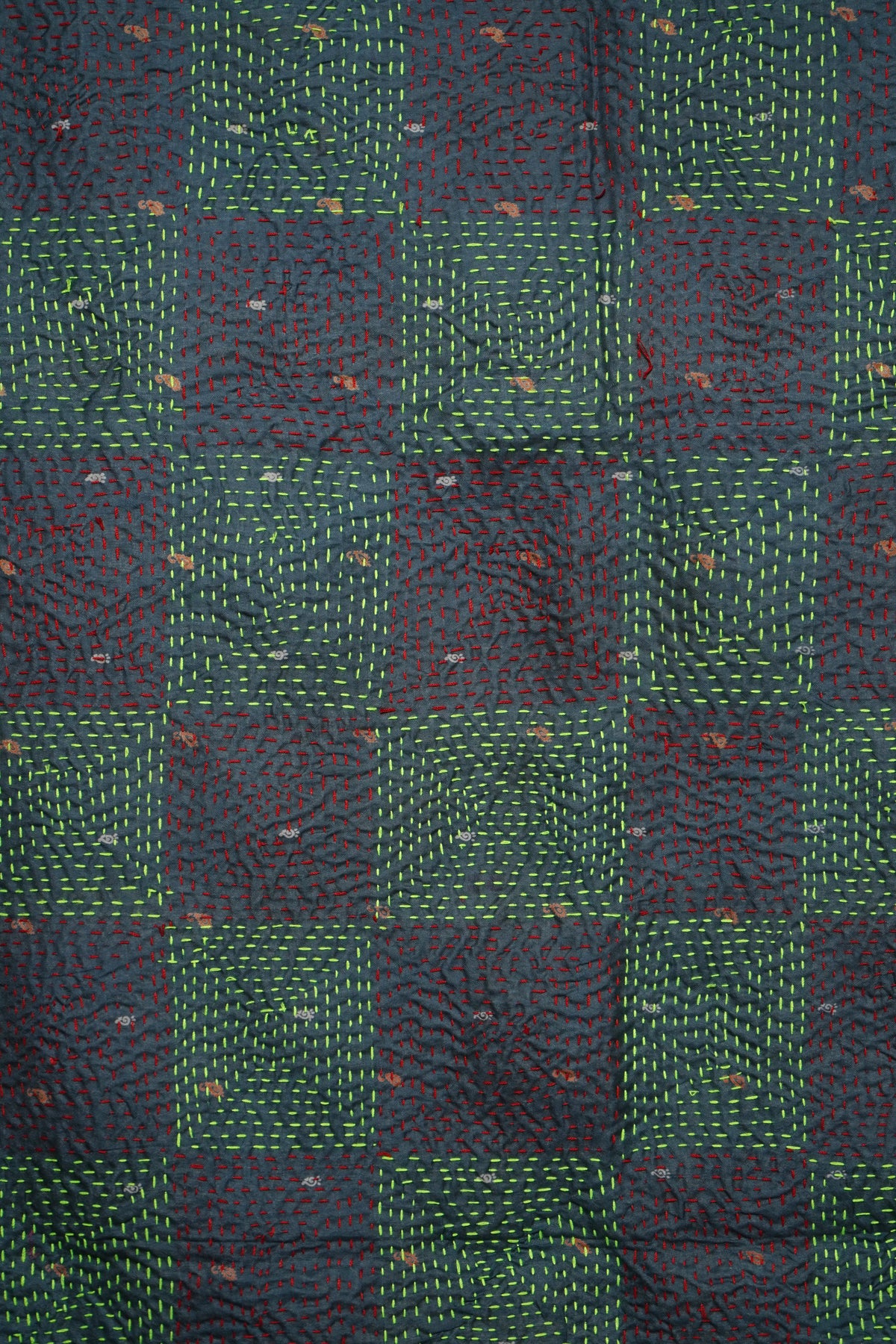 Reversible Handcrafted Kantha Work Silk Dupatta