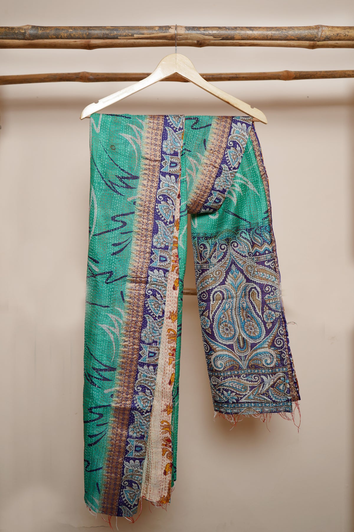 Reversible Pure Silk Kantha Work Dupatta