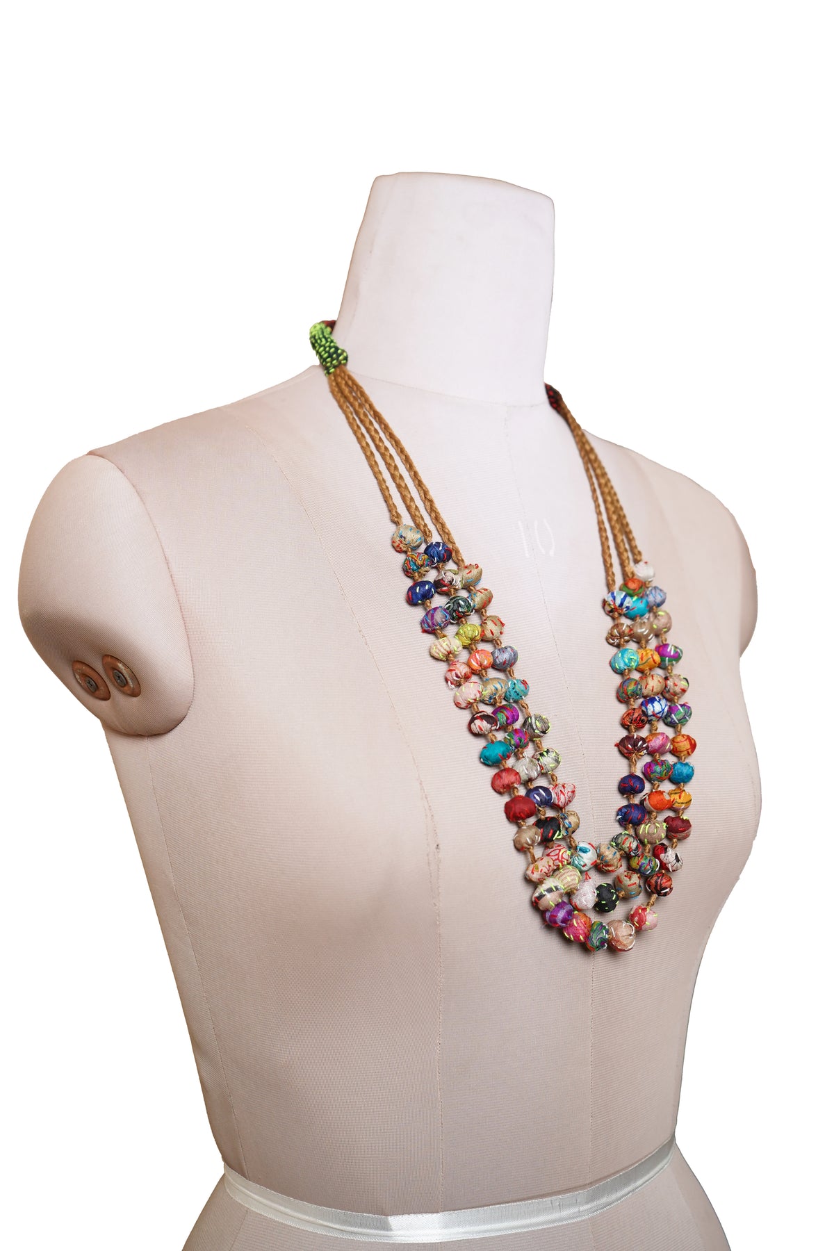 Handmade Recycled Silk Bead Necklace