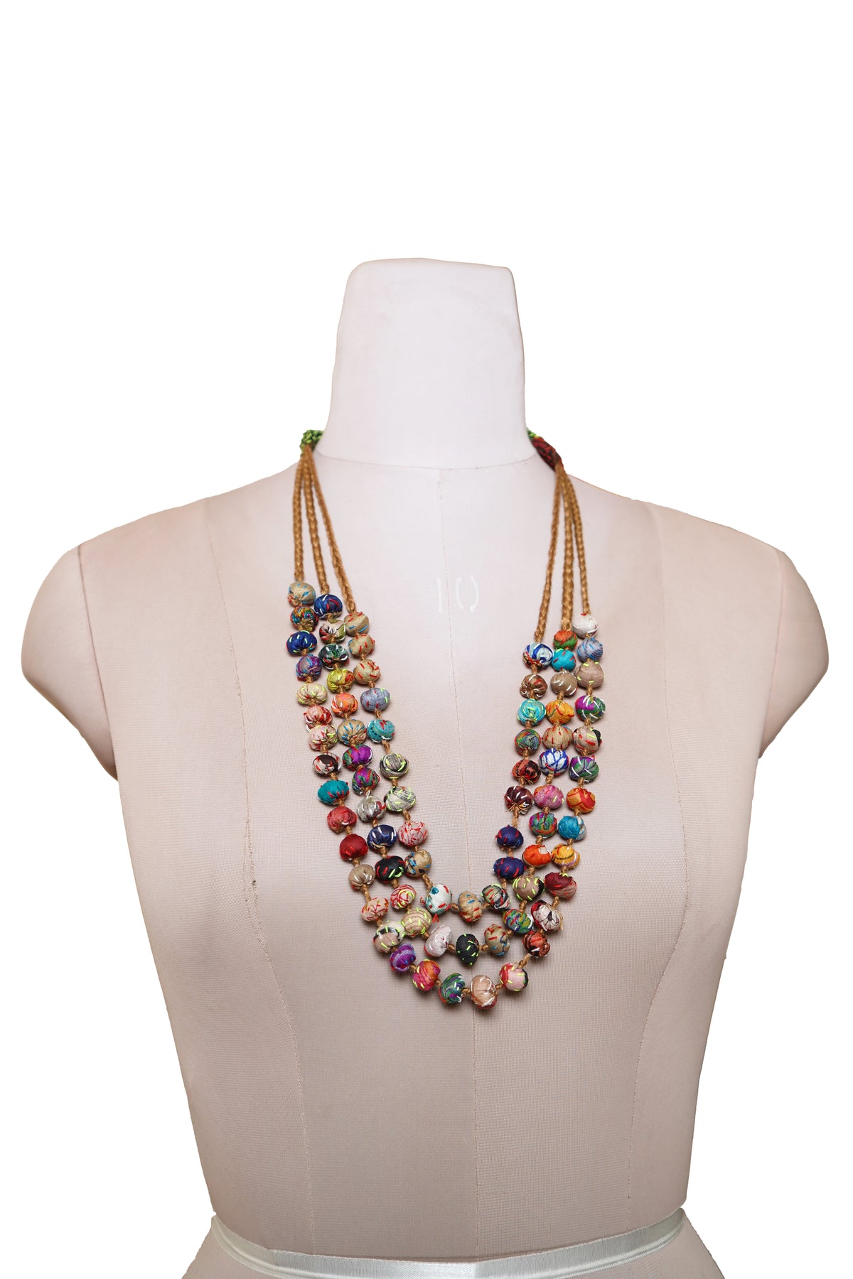 Handmade Recycled Silk Bead Necklace