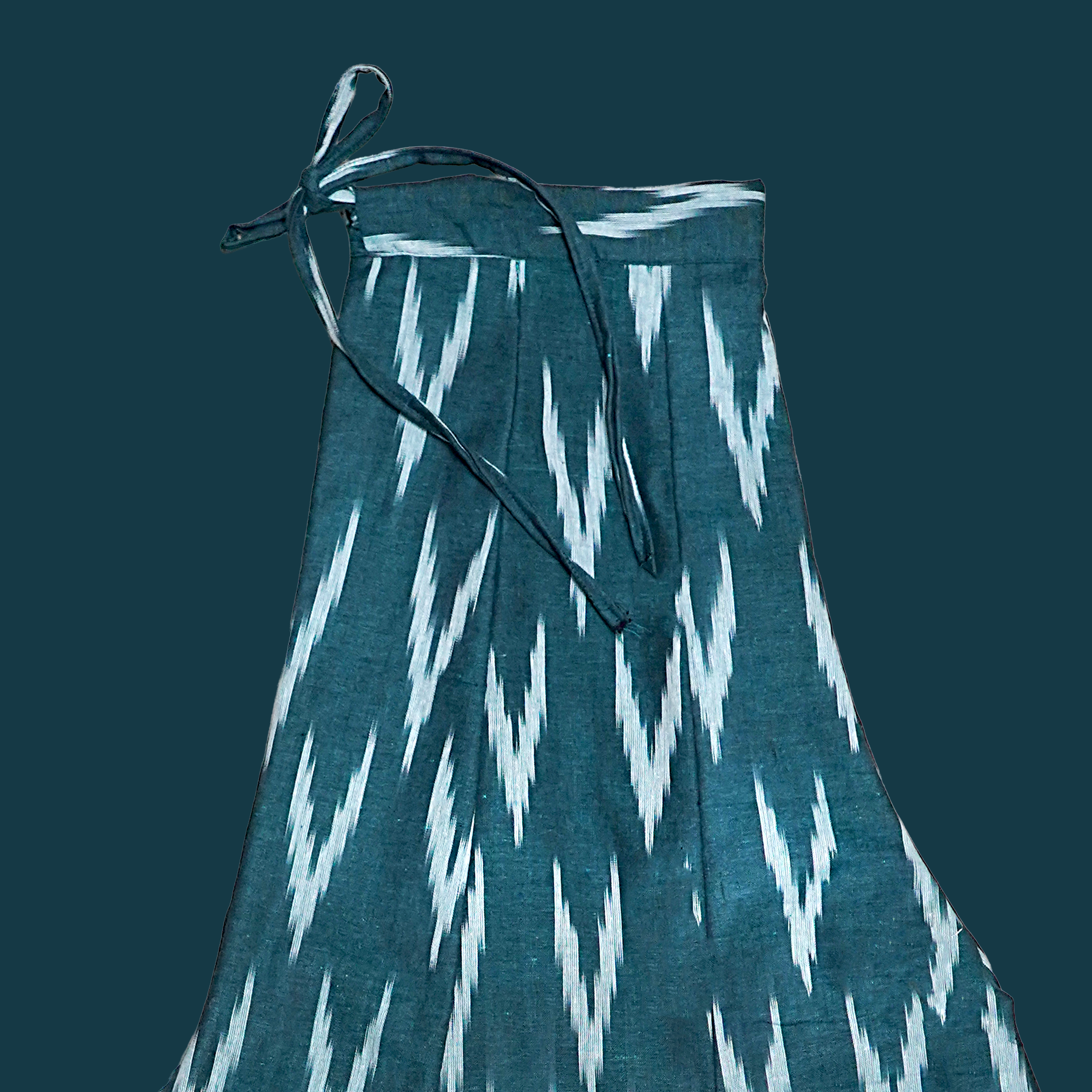 Women’s Pure Cotton Ikat Teal Flared Trousers