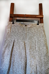 Women’s Pure Linen Beige Box Pleated Trousers