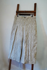 Women’s Pure Linen Beige Box Pleated Trousers