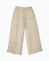 Women’s Pure Linen Beige Box Pleated Trousers