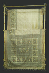 Gond Art Bamboo Silk Beige Saree