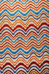 Vibrant Multicolor Zig-Zag Block Print Chanderi Cotton Silk Saree with Blouse Piece