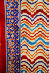Vibrant Multicolor Zig-Zag Block Print Chanderi Cotton Silk Saree with Blouse Piece