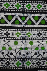 Chanderi Cotton Silk Black & Green Batik Print Saree