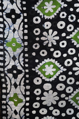 Chanderi Cotton Silk Black & Green Batik Print Saree