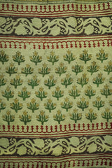 Elegant Beige & Olive Green Chanderi Cotton Silk Saree with Kalamkari Print