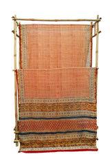 Elegant RedChanderi Cotton Silk Saree with Block Print with Blouse Piece
