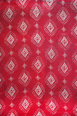 Bold Black & Crimson Red Chanderi Cotton Silk Traditional Ajrak Print Design Saree with Blouse Piece