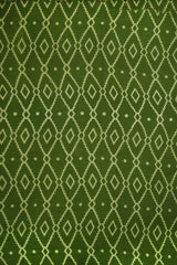 Dark Green Cotton Silk Chanderi Saree with Ajrak Print |With Blouse Piece