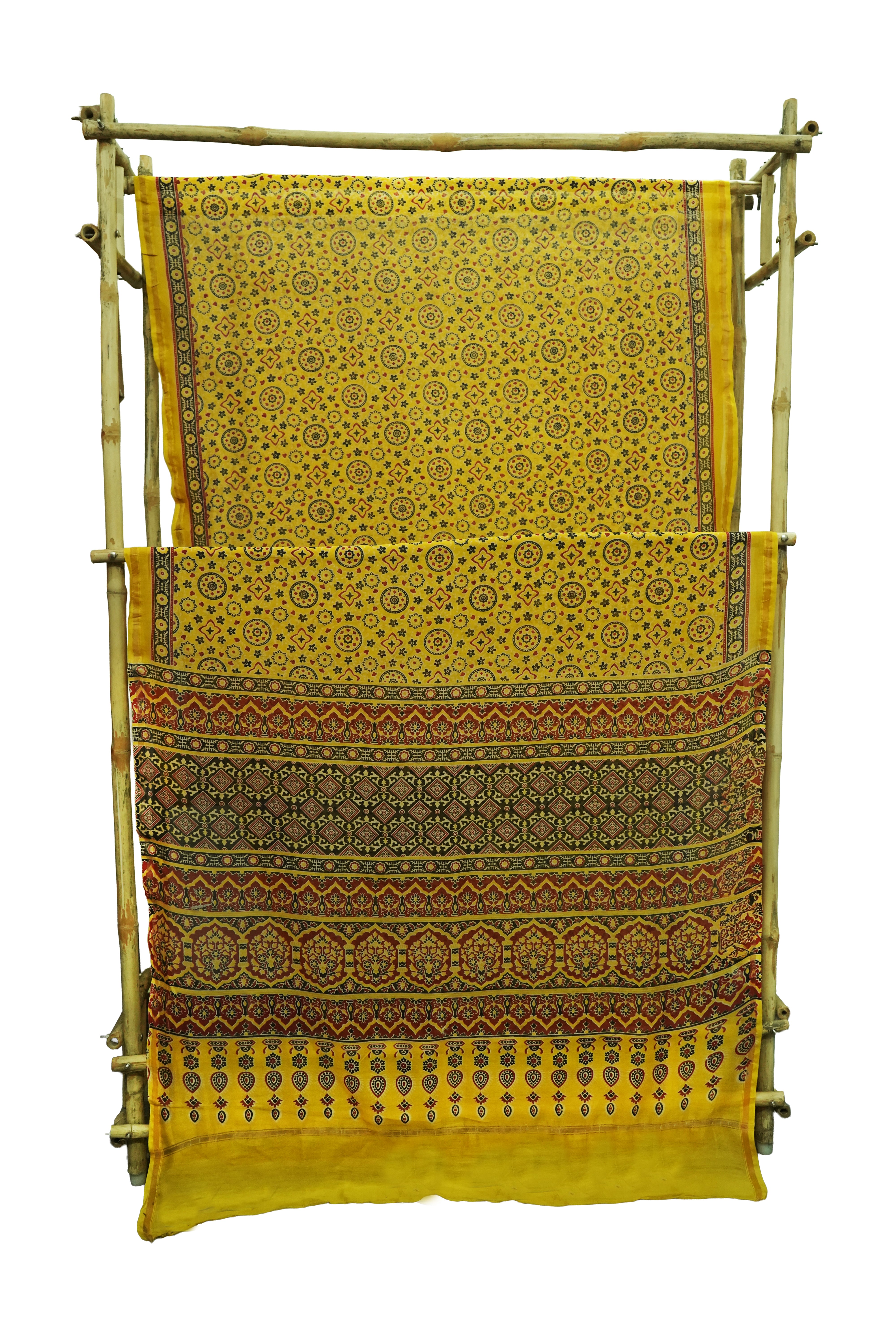 Cotton Silk Chanderi Saree with Ajrak Print