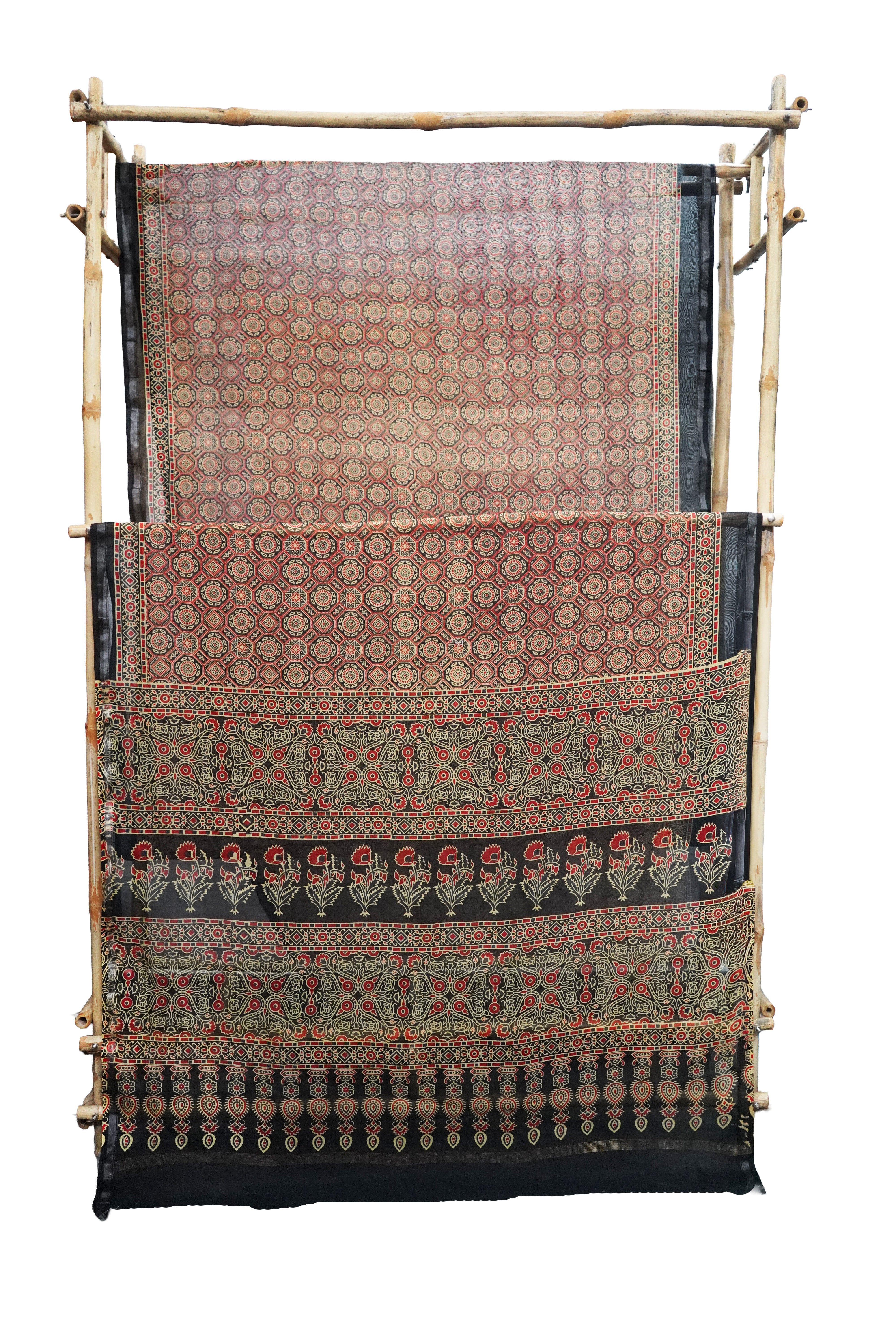 Elegant Cotton Silk Chanderi Saree with Ajrak PrintDesign | with Blouse Piece