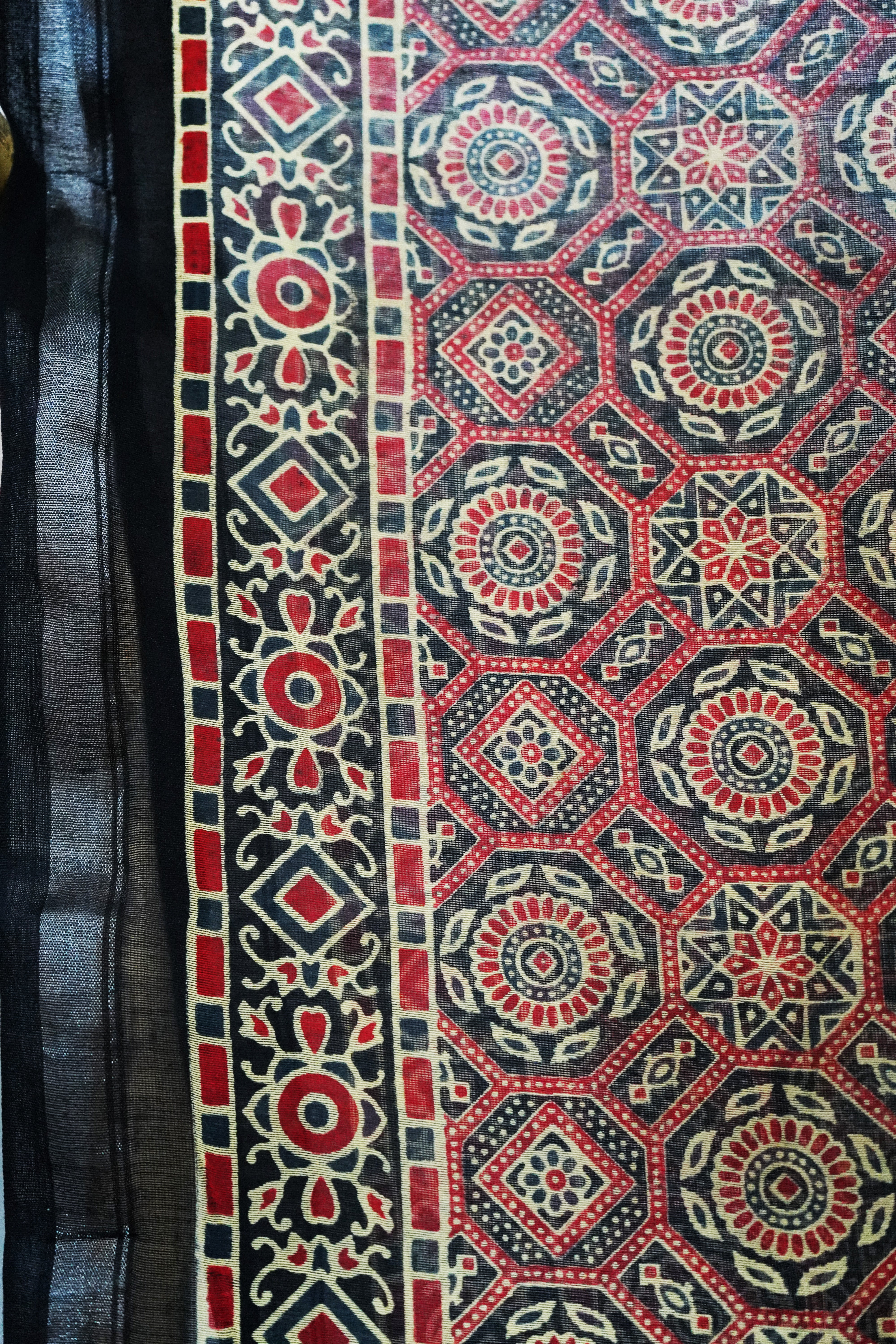 Elegant Cotton Silk Chanderi Saree with Ajrak PrintDesign | with Blouse Piece