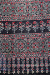 Elegant Cotton Silk Chanderi Saree with Ajrak PrintDesign | with Blouse Piece