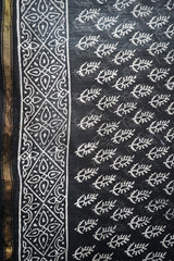 Black & White Cotton Silk Chanderi Saree with Elegant Ethnic Print