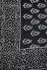Black & White Cotton Silk Chanderi Saree with Elegant Ethnic Print