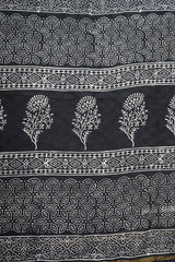 Black & White Cotton Silk Chanderi Saree with Elegant Ethnic Print