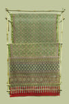 Rust Red & Olive Green Cotton Silk Chanderi Saree with Ajrak Print
