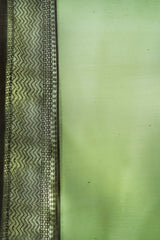 Elegant Light Green Maheshwari Cotton Silk Silver Border Saree