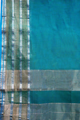 Maheshwari Cotton Silk Saree with Traditional Scot Border & Zari Details