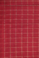Maheshwari Cotton Silk Saree Check Pattern with Maroon Silk Border & Golden Zari