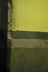 Elegant Yellow Maheshwari Cotton Silk Check Border Saree