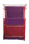 Elegant Purple Maheshwari Cotton Silk Check Border Saree