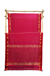 Maheshwari Cotton Silk Rani Pink Silk Check Border Saree
