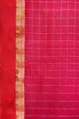 Maheshwari Cotton Silk Rani Pink Silk Check Border Saree