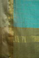 Maheshwari Cotton Silk Light Blue Silk Check Border Saree
