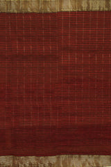 Maheshwari Cotton Silk Saree Check Pattern with Maroon Silk Border & Golden Zari