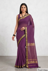 Maheshwari Cotton Silk Chatai Border Stripes Saree