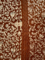 Pashmina Aari Work Wool Shawl – Dark Rust