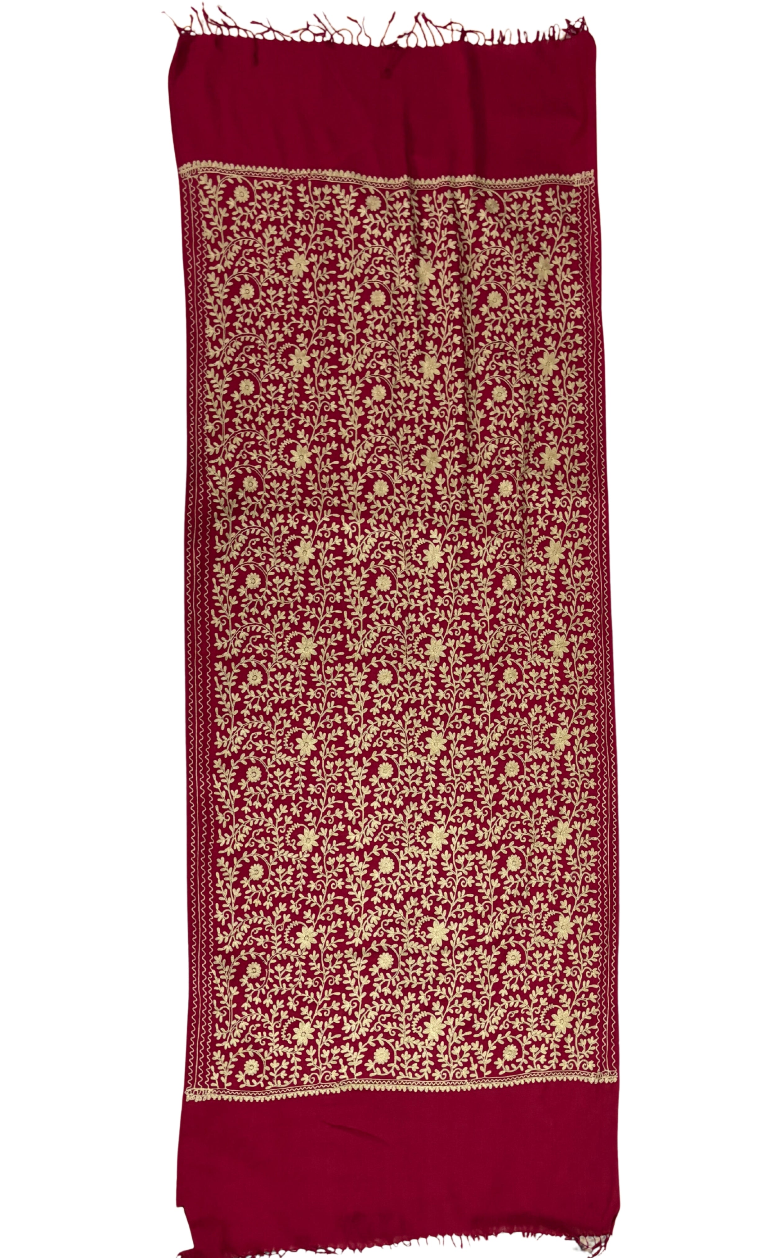 Pashmina Aari Work Shawl – Magenta