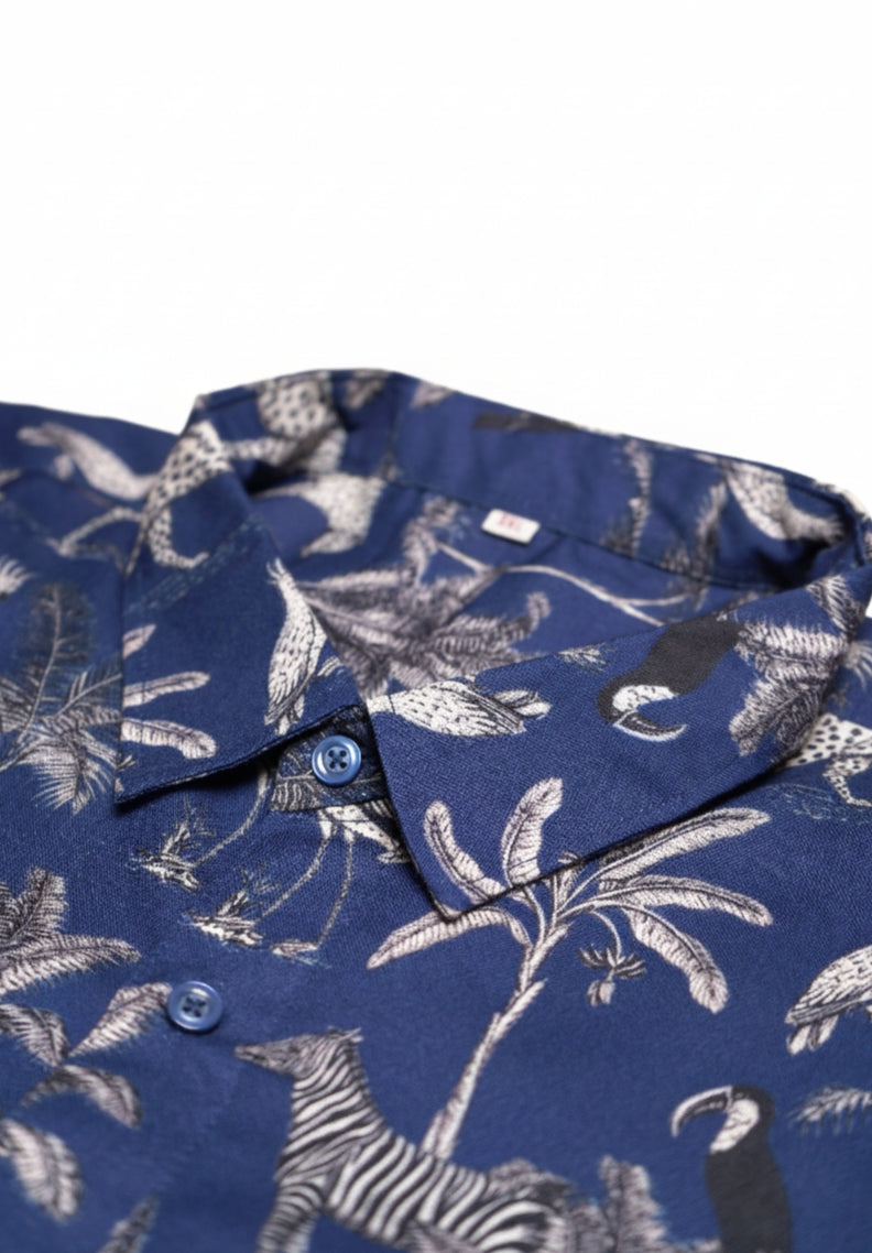 Mix Cotton Jungle Printed Men’s Shirt