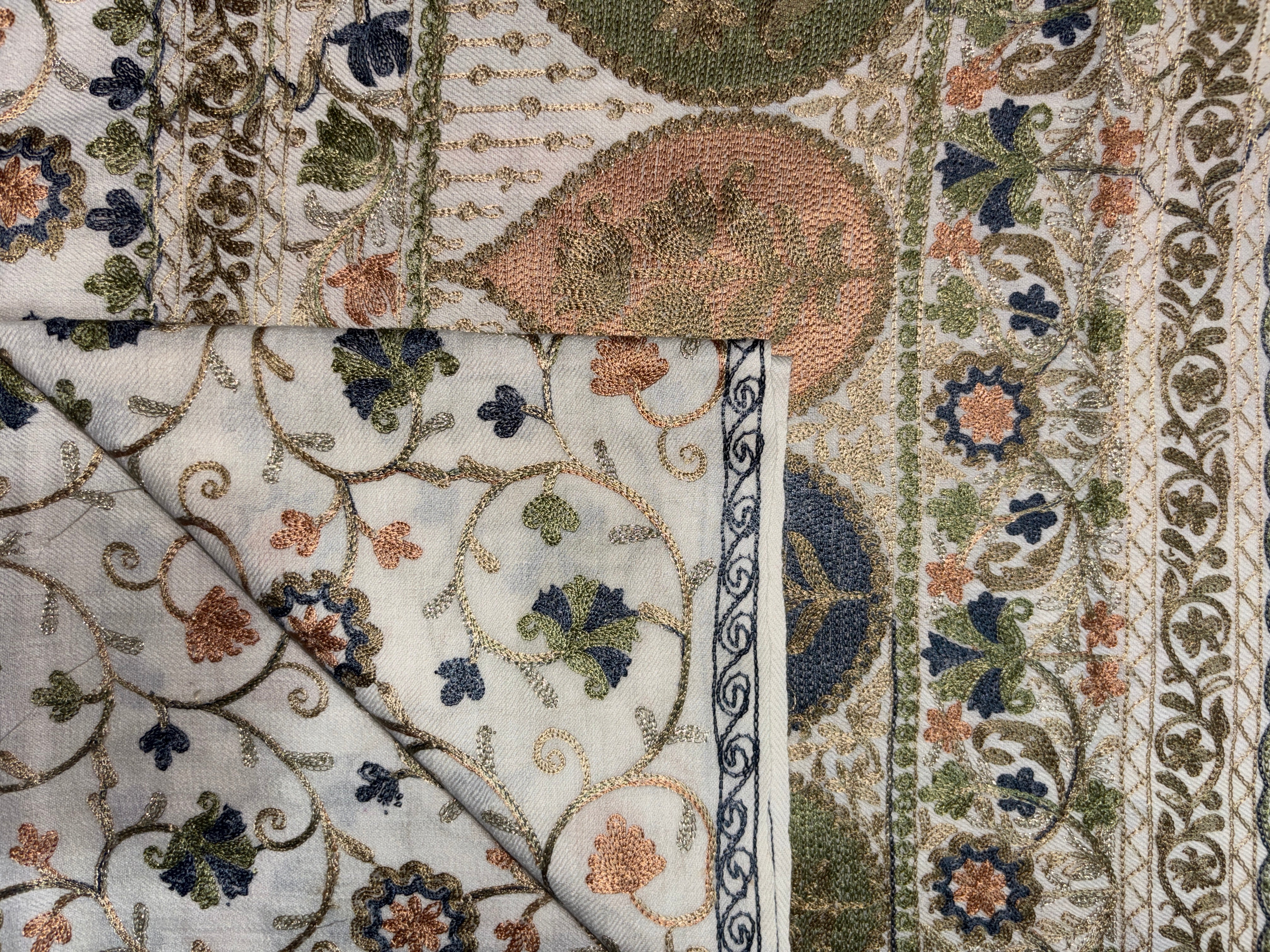 Pashmina Aari Work Gold Shawl